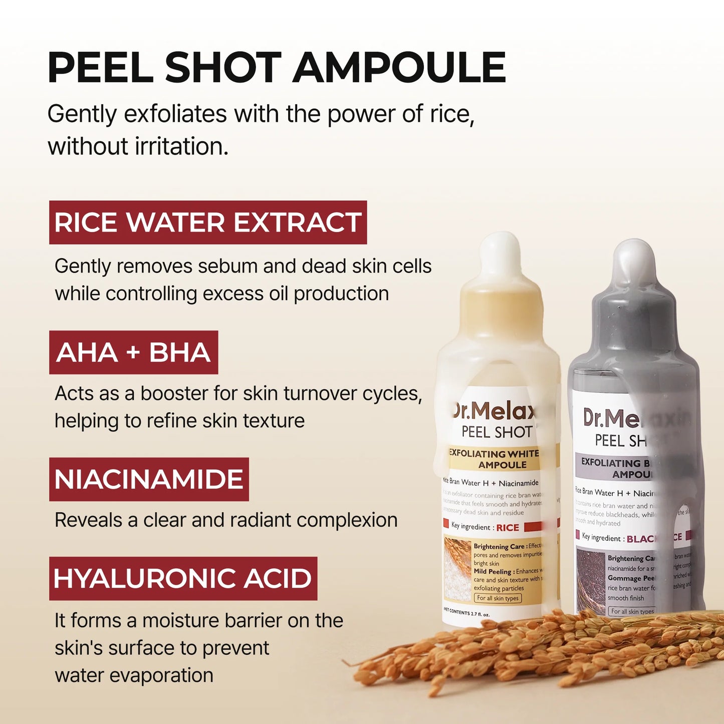Dr.Melaxin Peel Shot - Glow Rise Peeling Ampoule, Soft Exfoliating Dead Skin Cells Remover