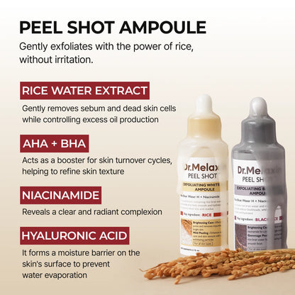 Dr.Melaxin Peel Shot - Glow Rise Peeling Ampoule, Soft Exfoliating Dead Skin Cells Remover